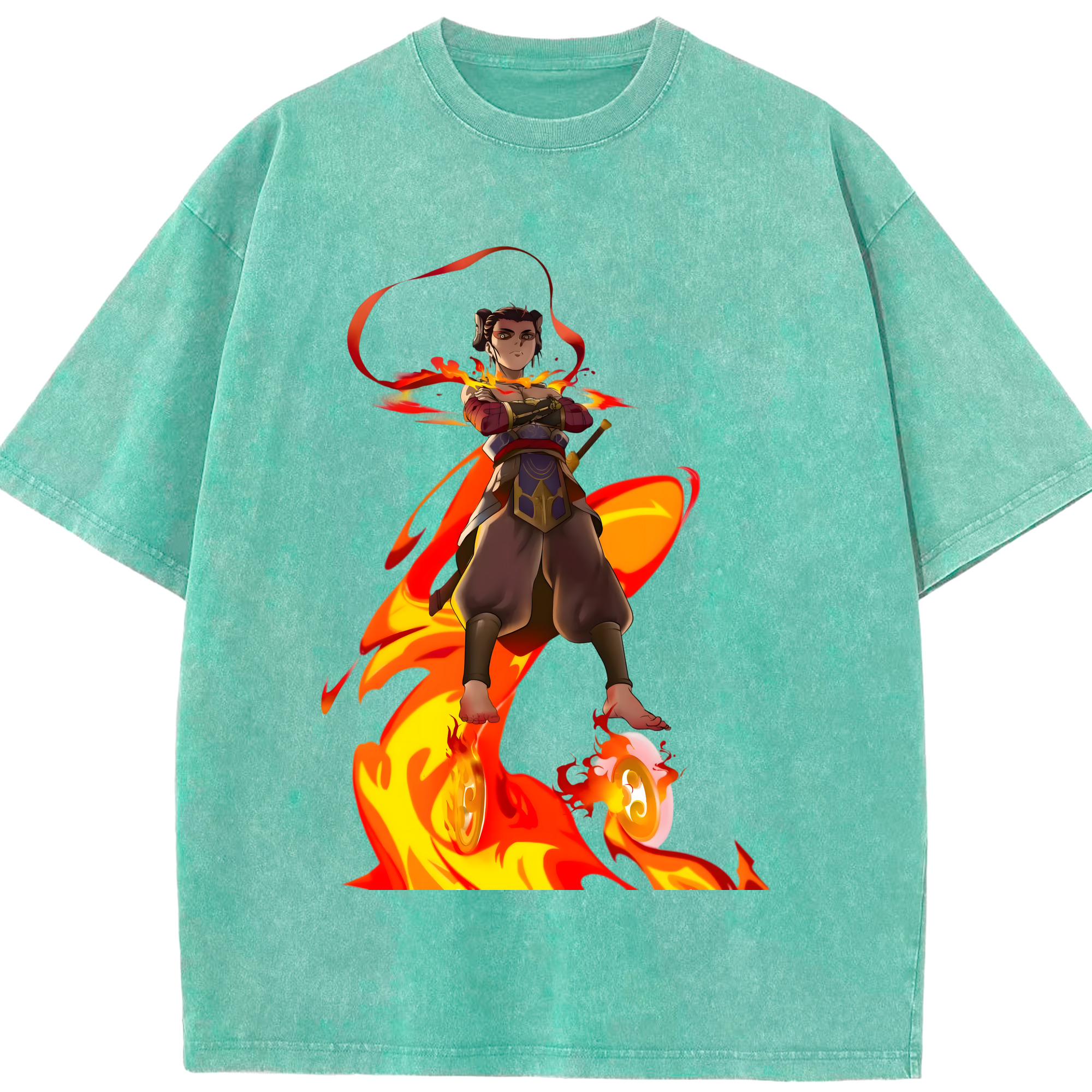（画像用） Ne Zha 2 ナタ 魔童の大暴れ 綿100% ヴィンテージ風 半袖Tシャツ（フロントプリント）